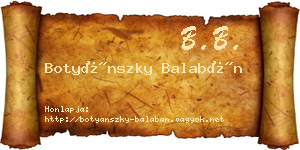 Botyánszky Balabán névjegykártya